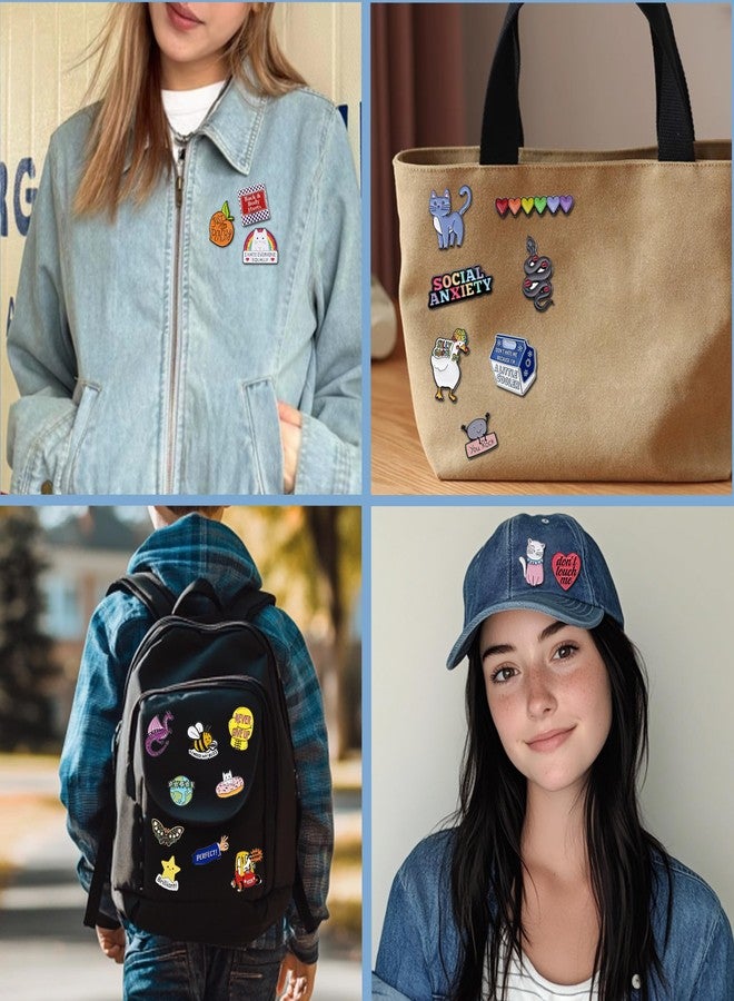 SINCCO 20/40/50 PCS Cute Enamel Pins Bulk, Funny Backpack Pins Aesthetic Lapel Badge Pins Set Assorted Enamel Brooch Pins for Backpacks, Hats, Bags, Landyards - Image 5